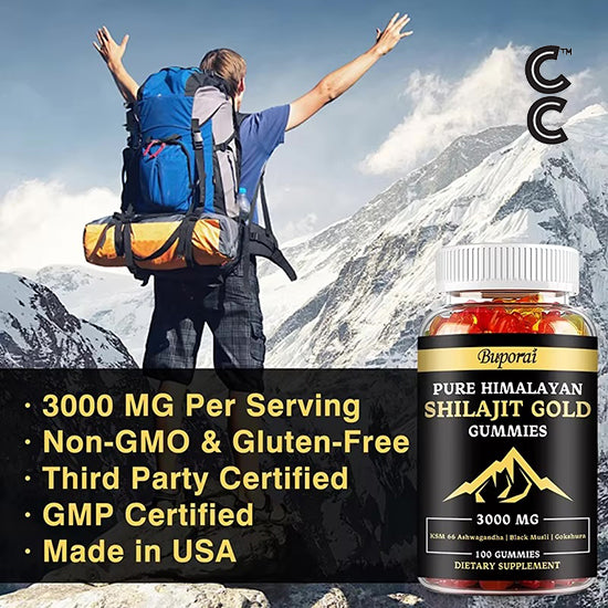 Shilajit Gold Gummies 3000mg - Improves Mood, Immunity, Skin and Digestive Health, Boosts Energy