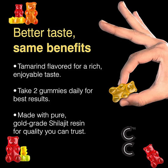 Shilajit Gold Gummies 3000mg - Improves Mood, Immunity, Skin and Digestive Health, Boosts Energy