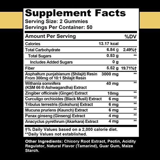 Shilajit Gold Gummies 3000mg - Improves Mood, Immunity, Skin and Digestive Health, Boosts Energy