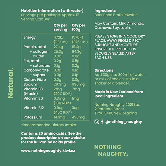 Nothing Naughty | Bone Broth Protein Powder - 500g Jar