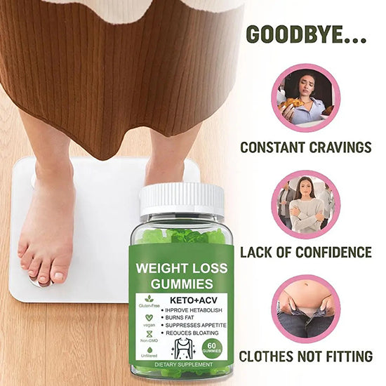 KETO+ACV Gummies Weight Loss Burn Belly Fat Apple Cider Vinegar Soft Candy Appetite Reduces Bloating Dietary Supplement
