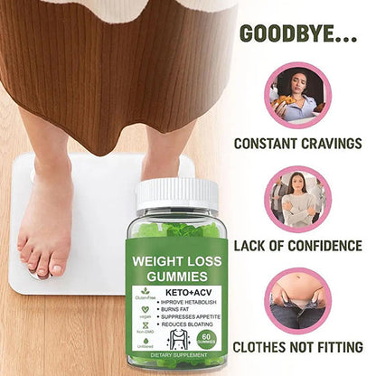 KETO+ACV Gummies Weight Loss Burn Belly Fat Apple Cider Vinegar Soft Candy Appetite Reduces Bloating Dietary Supplement