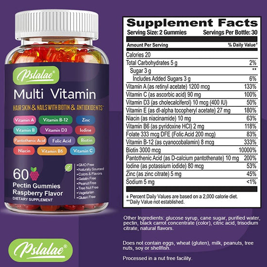 Multivitamin Gummies from USA- with Vitamins and Minerals - Enhances Energy Levels, Immune Support, Antioxidant