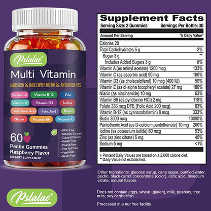 Multivitamin Gummies from USA- with Vitamins and Minerals - Enhances Energy Levels, Immune Support, Antioxidant