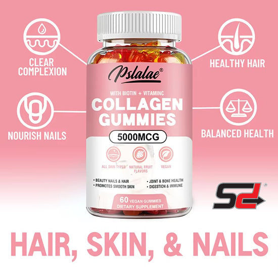 Collagen Gummies - Promote Hair Growth, Skin Care, Brighten Skin Tone, Hydrolyze Skin, Help Nail Bone Joints