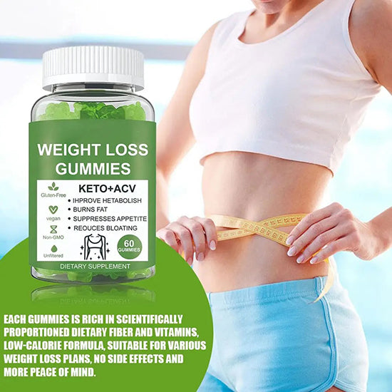 KETO+ACV Gummies Weight Loss Burn Belly Fat Apple Cider Vinegar Soft Candy Appetite Reduces Bloating Dietary Supplement