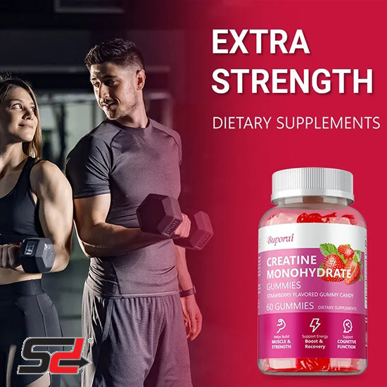 Creatine Monohydrate Gummies - Increases Lean Muscle Mass, Gluten Free, Supports Muscle, Energy and Cognitive Function