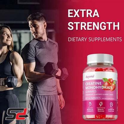 Creatine Monohydrate Gummies - Increases Lean Muscle Mass, Gluten Free, Supports Muscle, Energy and Cognitive Function