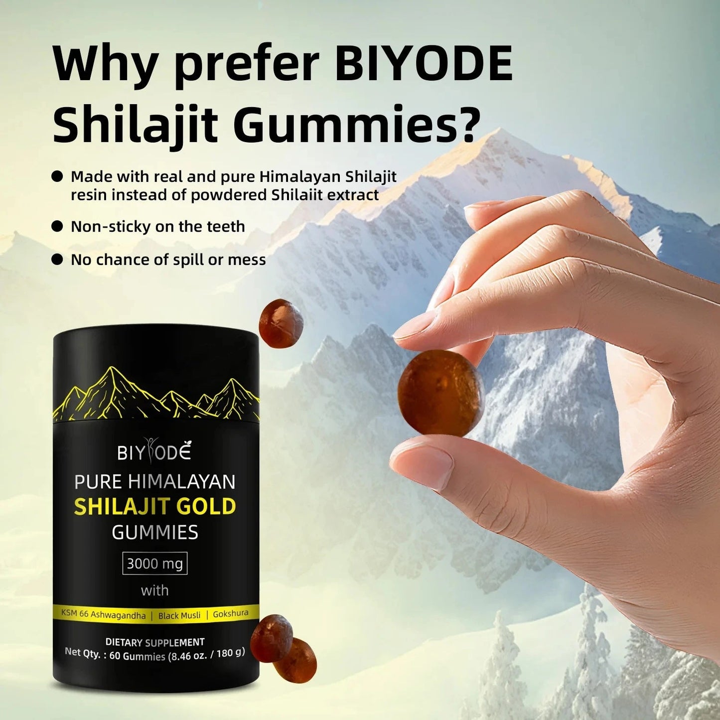 Pure Himalayan Shilajit Gummies Gold for Men & Women Energy & Immune System Minerals Supplement