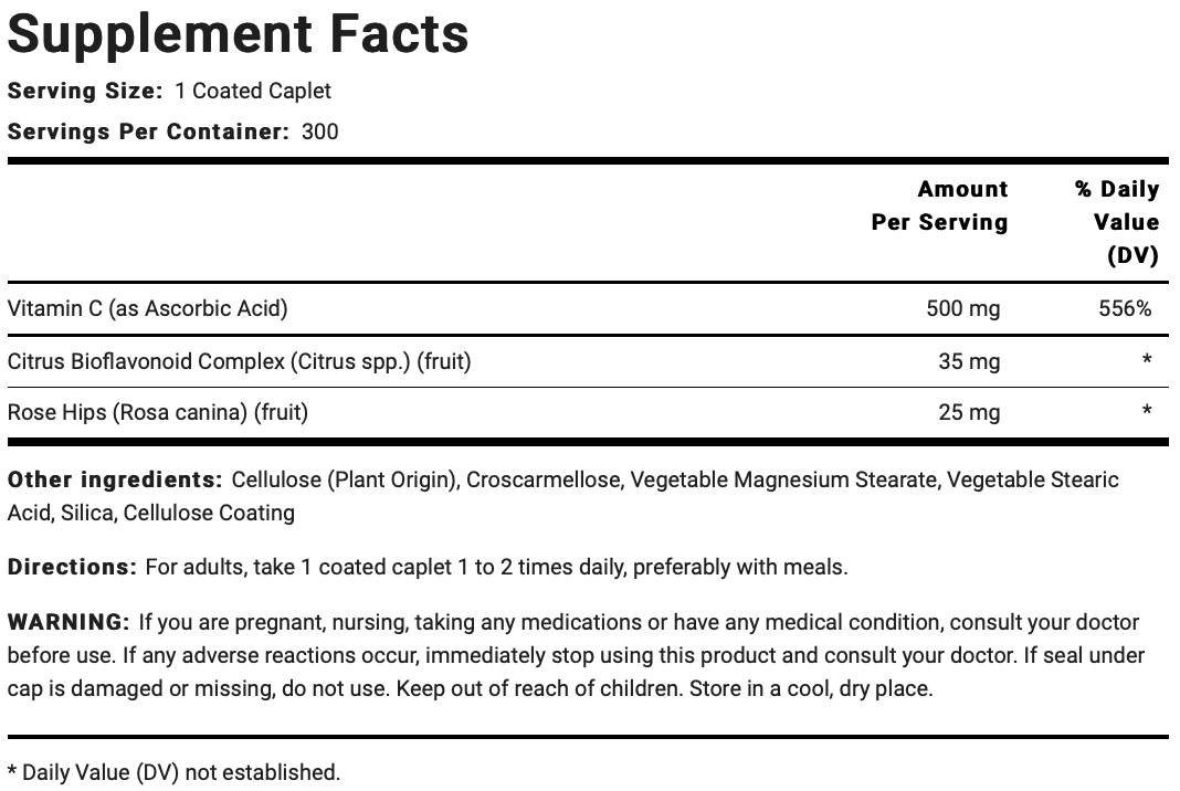 Vitamin C 500 mg with Bioflavonoids & Rose Hips
