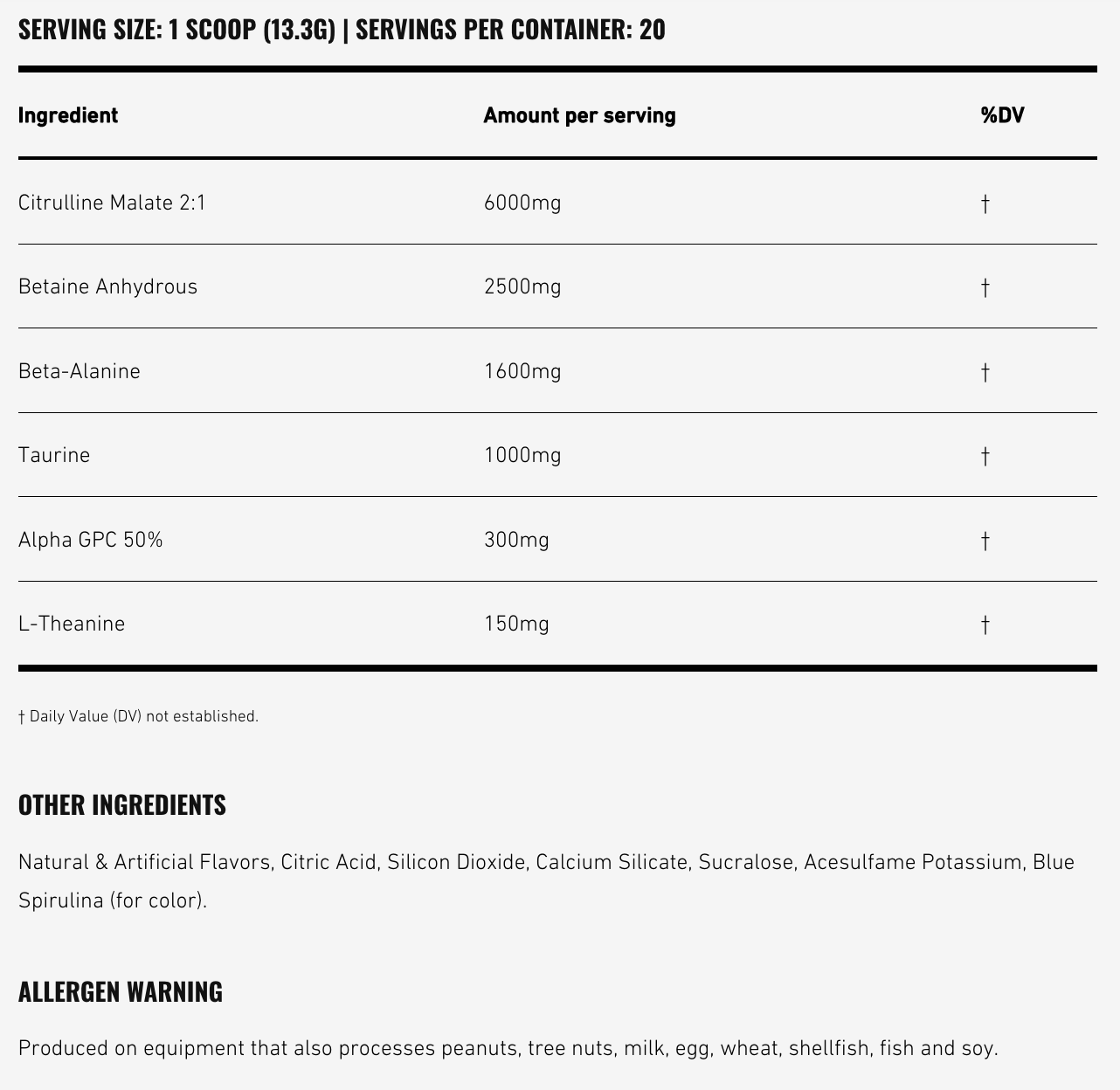 The Curse! Non-Stim PUMP Pre Workout Supplement INFO Panel