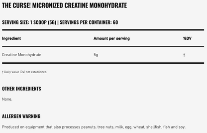 The Curse! Creatine Supplement INFO Panel