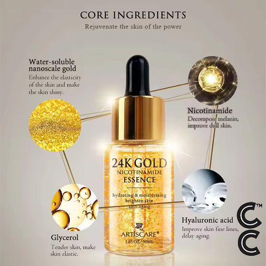 24K Gold Serum (3 piece set) for Moisturising and Hydrating Dark Circles Eye Cream Face Essence Skin Care Products