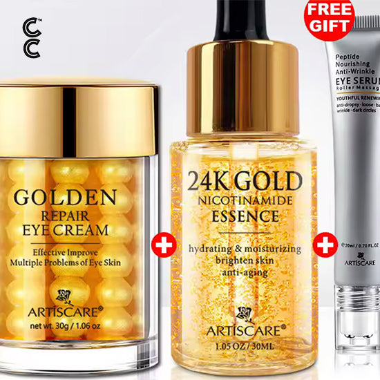 24K Gold Serum (3 piece set) for Moisturising and Hydrating Dark Circles Eye Cream Face Essence Skin Care Products