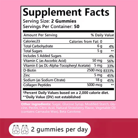 Collagen Gummies - Promote Hair Growth, Skin Care, Brighten Skin Tone, Hydrolyze Skin, Help Nail Bone Joints