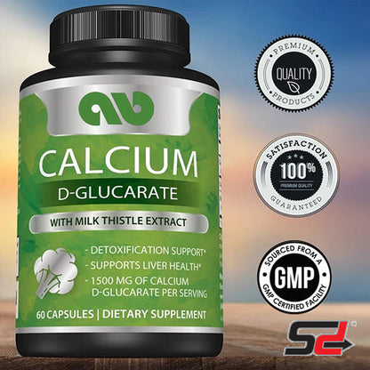 Calcium D-Glucarate supplements for liver support and detoxification -500mg per serving -60 capsules