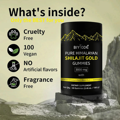 Pure Himalayan Shilajit Gummies Gold for Men & Women Energy & Immune System Minerals Supplement