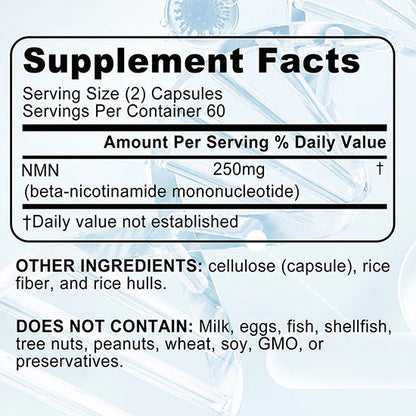 NMN Nicotinamide Mononucleotide - Supports Cell Repair and Growth, Reduces Wrinkles and Increases Skin Elasticity