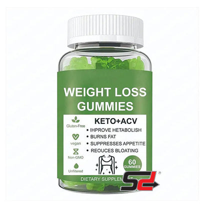 KETO+ACV Gummies Weight Loss Burn Belly Fat Apple Cider Vinegar Soft Candy Appetite Reduces Bloating Dietary Supplement