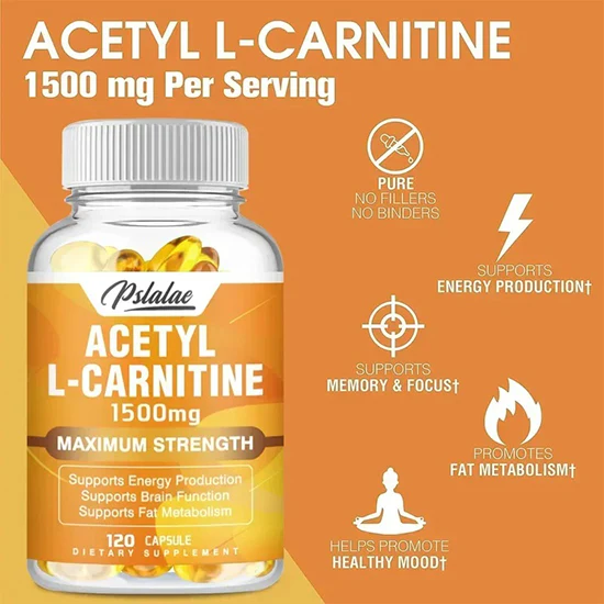 Acetyl-L-Carnitine Capsules 1500 Mg - Supports Natural Energy Production, Supports Memory and Concentration