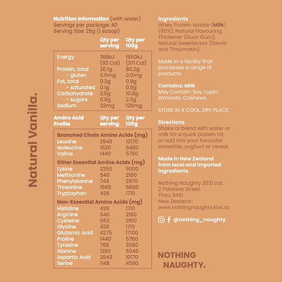 Nothing Naughty | NZ Whey Protein Isolate - 1kg Jar
